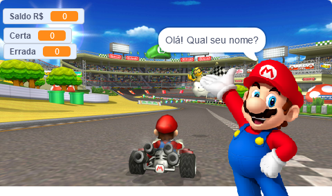 Imagem do jogo Mário na Corrida dos Números Inteiros